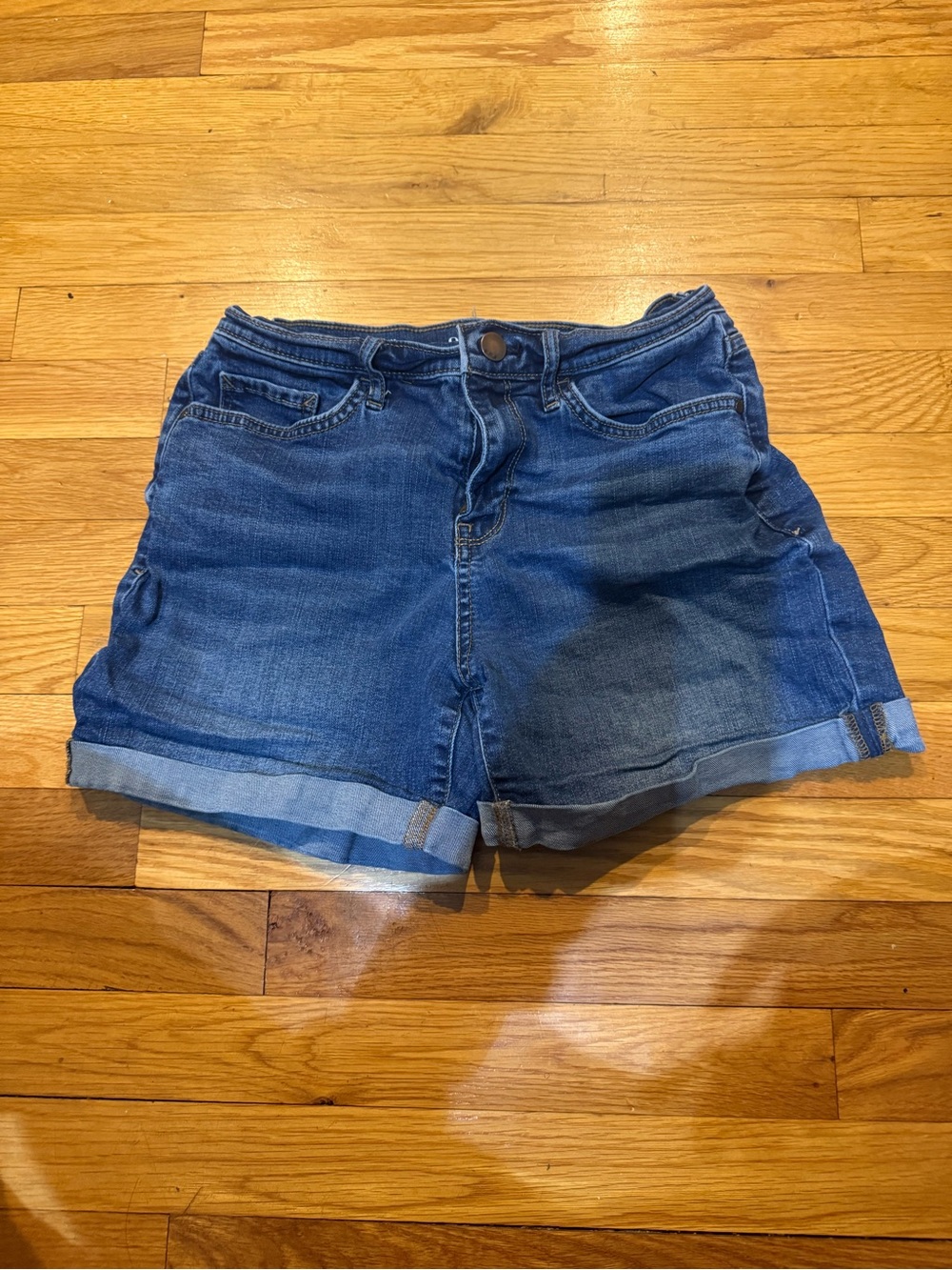 a.n.a Women's Dark Blue Rolled-Hem Jean Shorts